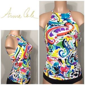 Anne Cole multicolored tankini top. NWT